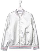 Baby Dior Metallic Finish Embroidered Bomber Jacket - Silver