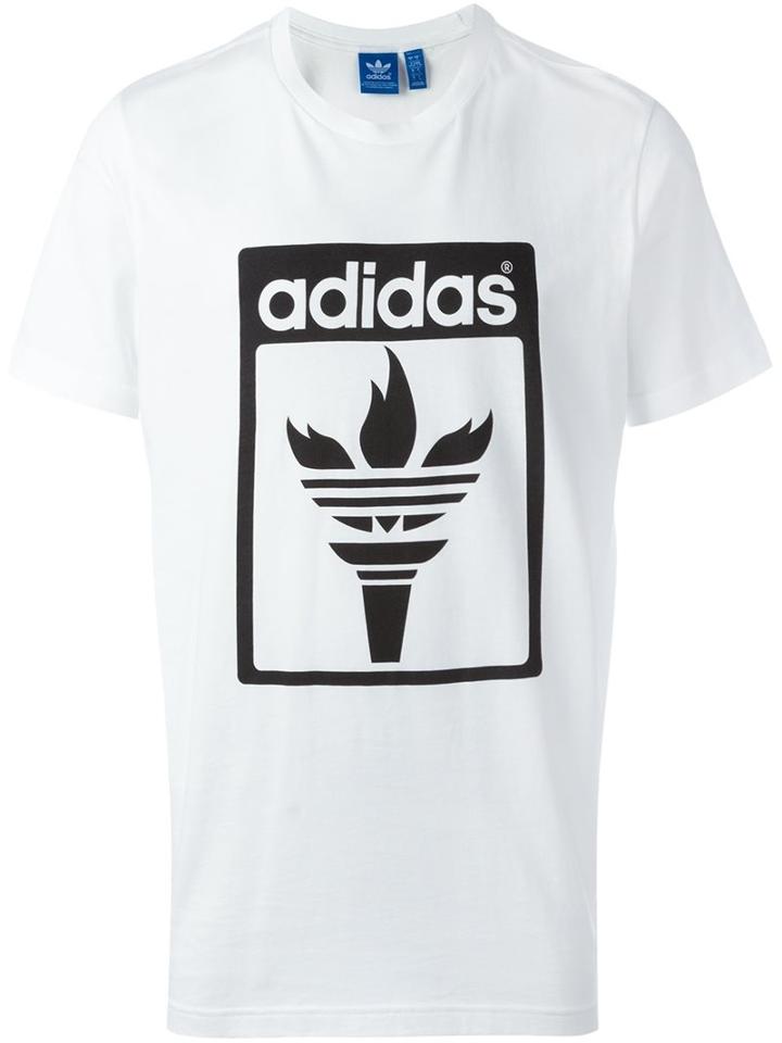 Adidas Originals 'trefoil Fire' T-shirt, Men's, Size: Large, White, Cotton