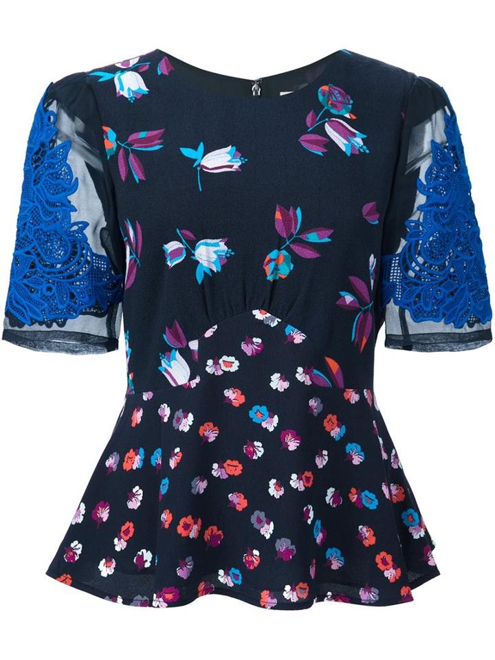 Rebecca Taylor Embroidered Sleeves Top