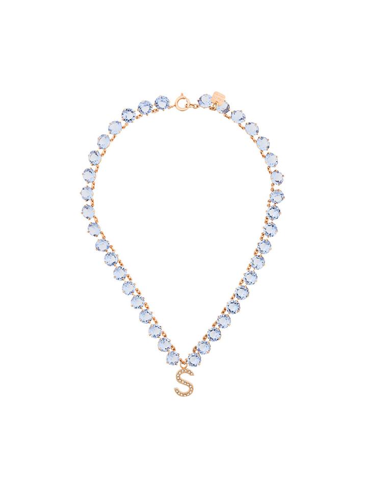 Ca & Lou Embellished S Necklace - Blue