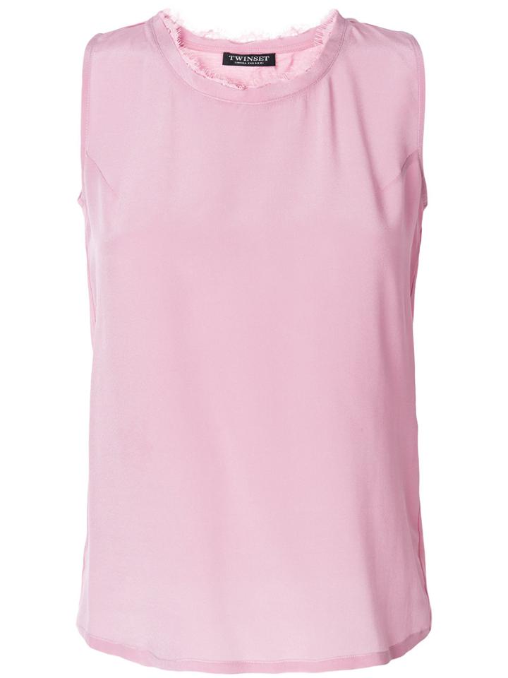 Twin-set Frayed Neck Vest - Pink & Purple