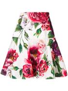 Dolce & Gabbana Floral Flared Mini Skirt - White