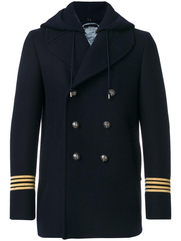 Gucci Dragon Emroidered Peacoat - Blue