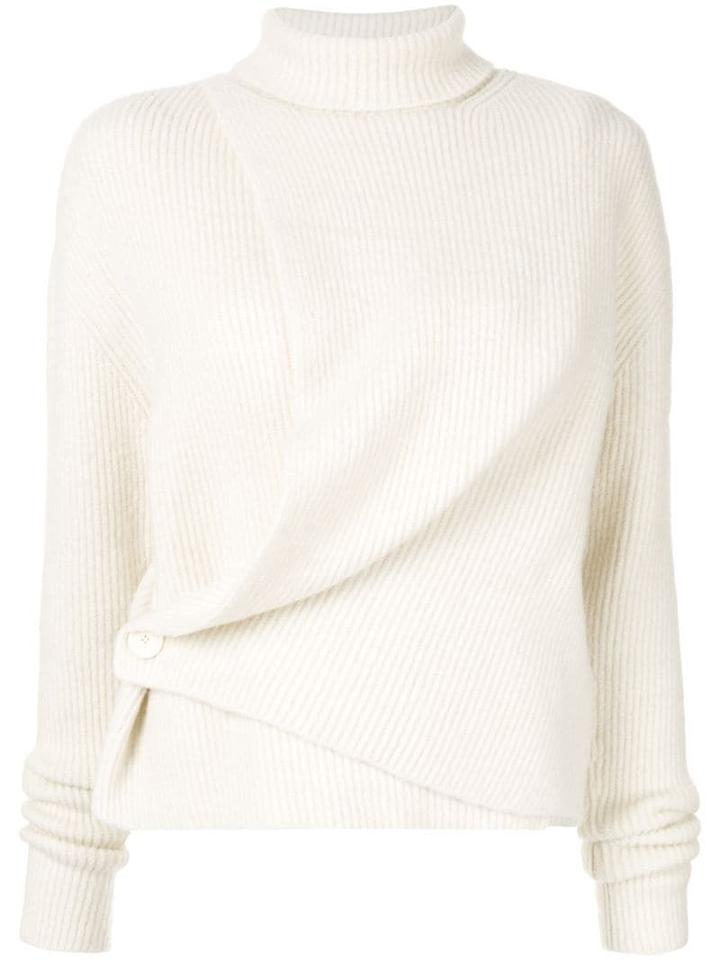 System Asymmetric Turtleneck Jumper - White