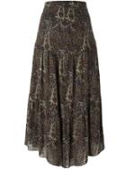 Saint Laurent Long Tiered Paisley Skirt, Women's, Size: 40, Viscose/silk