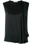Lanvin - Asymmetric Draped Blouse - Women - Polyester - 40, Black, Polyester