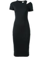 Victoria Beckham Shoulder Slit Fitted Dress, Women's, Size: 12, Black, Silk/cotton/polyamide/spandex/elastane