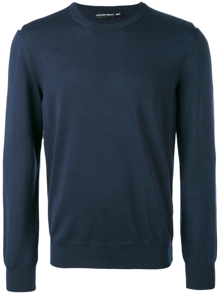 Alexander Mcqueen - Knitted Sweater - Men - Silk/wool - S, Blue, Silk/wool