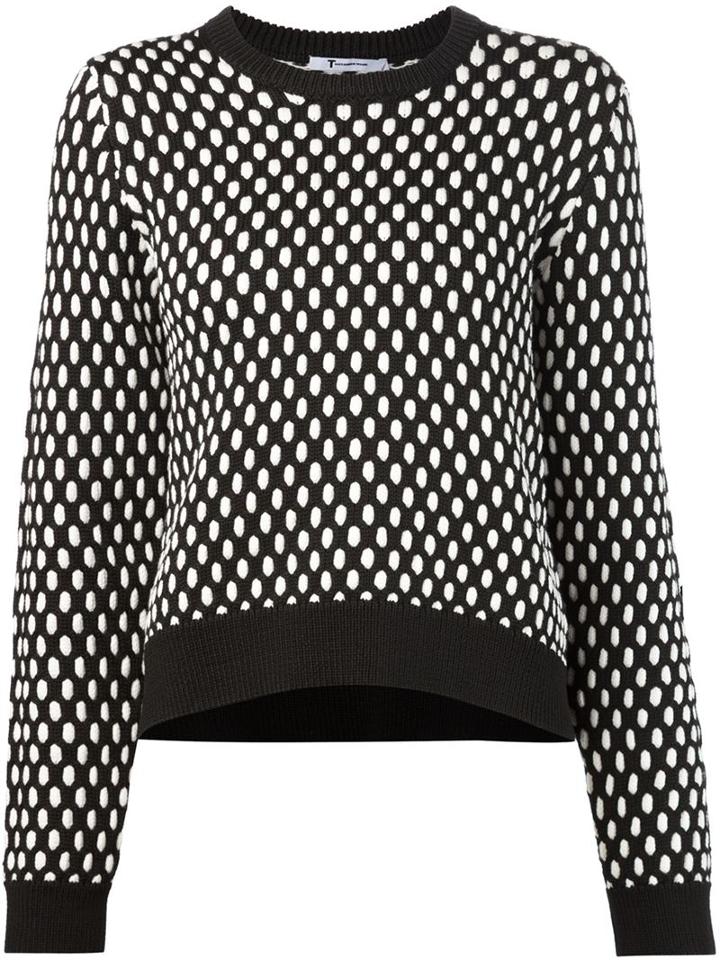 T By Alexander Wang Contrasting Cable Knit Sweater