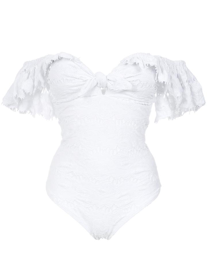 Amir Slama Texture Ruffled Swuimsuit - White