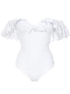 Amir Slama Texture Ruffled Swuimsuit - White