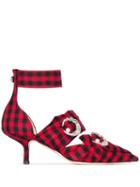 Midnight 00 Red And Black 55 Check Crystal-embellished Pumps