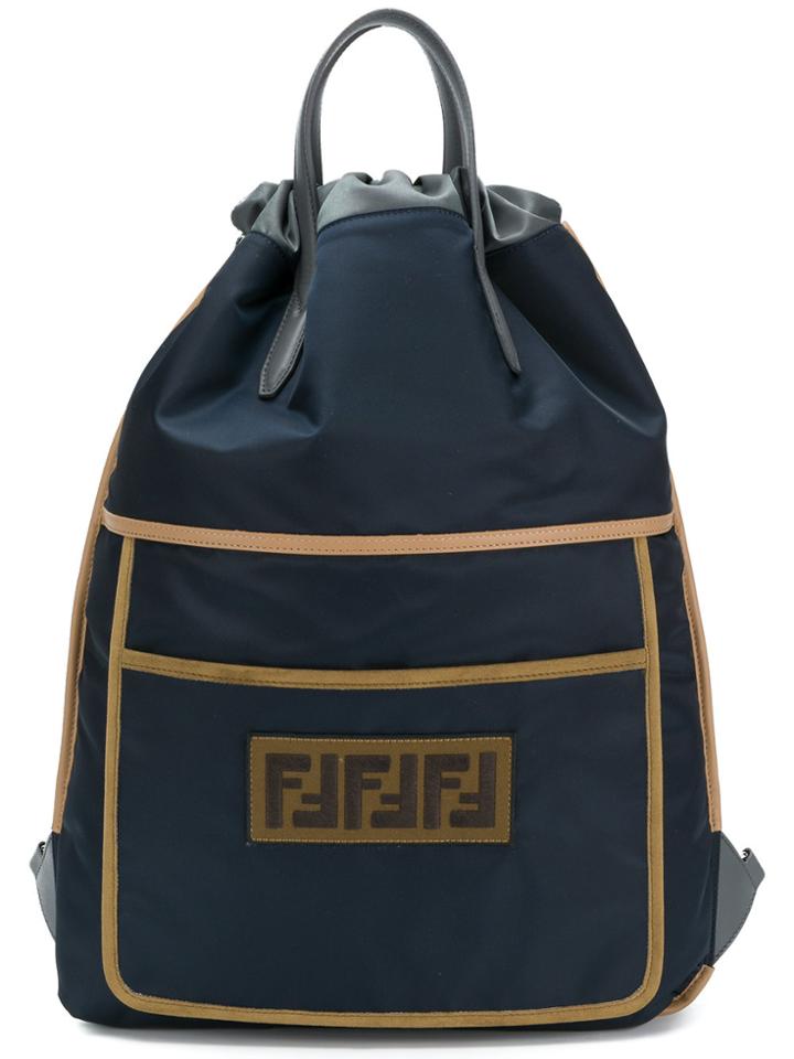 Fendi Logo Patch Backpack - Blue