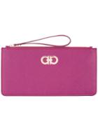 Salvatore Ferragamo Double Gancio Clutch Bag, Women's, Pink/purple, Calf Leather