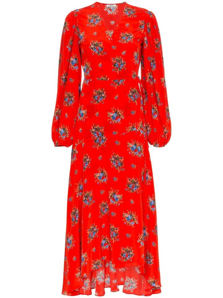 Ganni Gnni Kochhar Pff Slv Midi Drs - Red