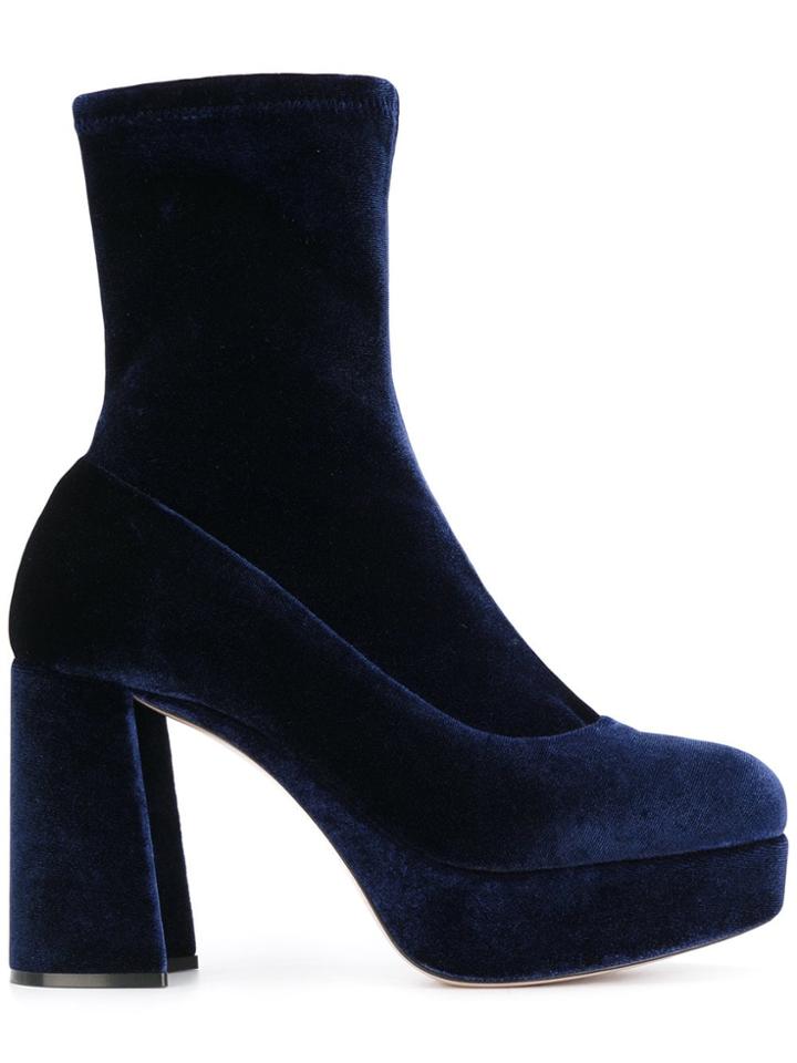 Miu Miu Platform Ankle Boots - Blue