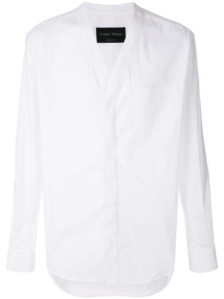 Christian Pellizzari Buttoned V-neck Shirt - White