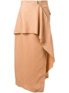 Kitx Draped Asymmetric Skirt, Women's, Size: 10, Yellow/orange, Linen/flax/tencel