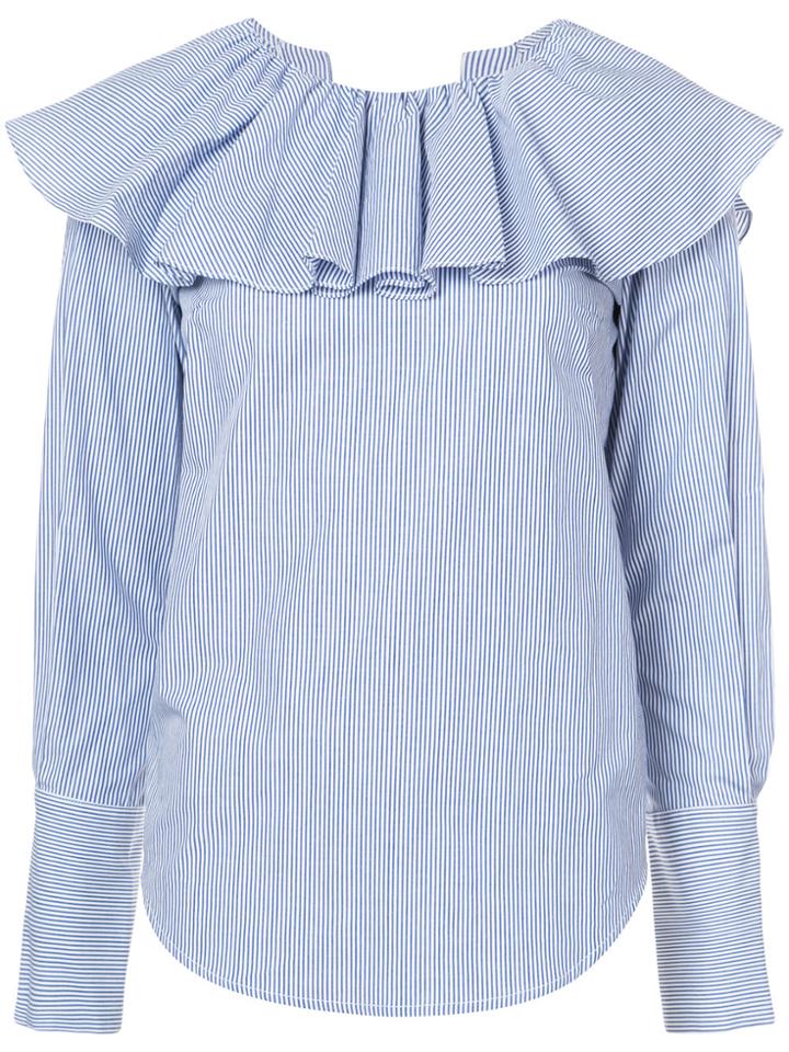 Sea Open Back Ruffle Shirt - Blue