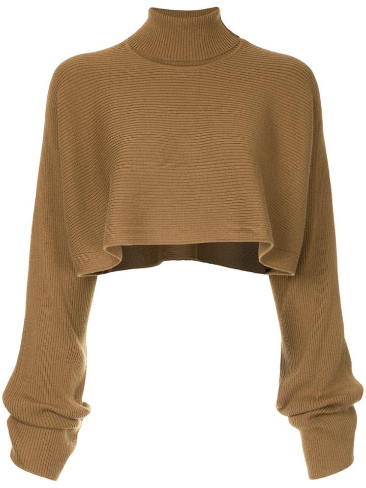 Le Ciel Bleu Ribbed Cropped Jumper - Brown
