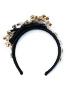 Dolce & Gabbana Embellished Hair Band, Women's, Black, Silk/cotton/crystal/brass