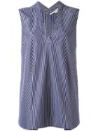 Stella Mccartney Striped V-neck Top, Women's, Size: 44, Blue, Cotton