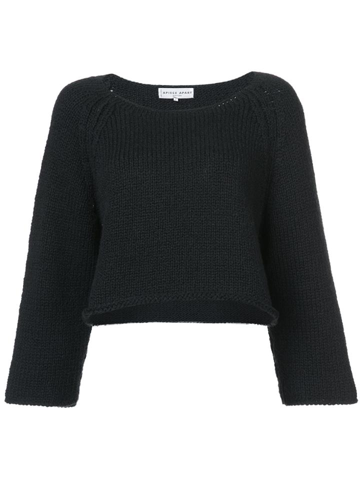Apiece Apart Loose-knit Cropped Sweater - Black