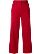 Prada Wide-legged Cropped Trousers - Red