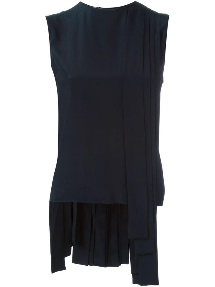 Marni Pleated Draped Tank Top, Women's, Size: 46, Blue, Acetate/silk