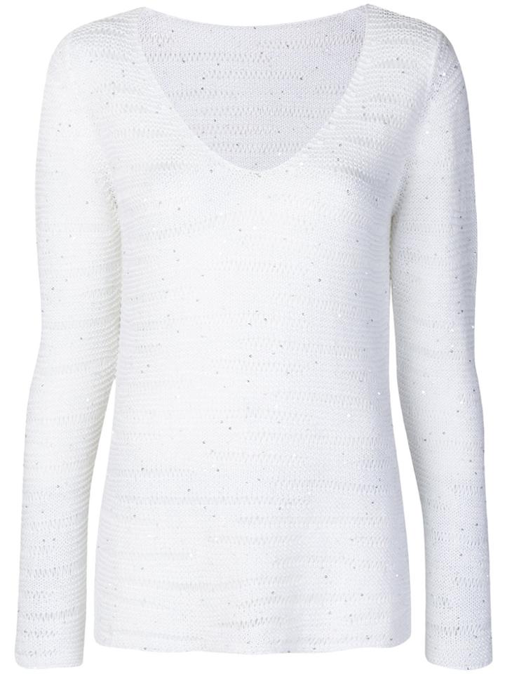 Le Tricot Perugia V-neck Jumper - White