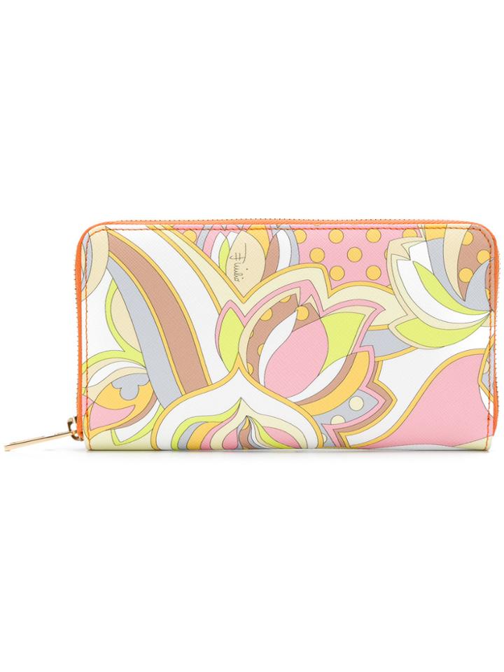 Emilio Pucci Printed Zip-around Wallet - Yellow & Orange