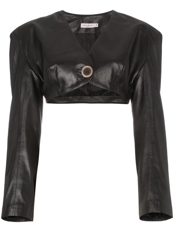 Natasha Zinko Black Leather Cropped Jacket