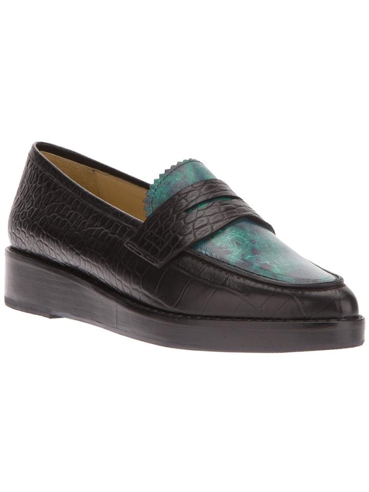 Toga Crocodile Effect Loafer - Black