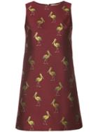 Alice+olivia Bird Print Mini Dress, Women's, Size: 6, Red, Polyester/spandex/elastane/cotton