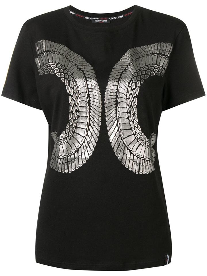 Roberto Cavalli Foil Print T-shirt - Black