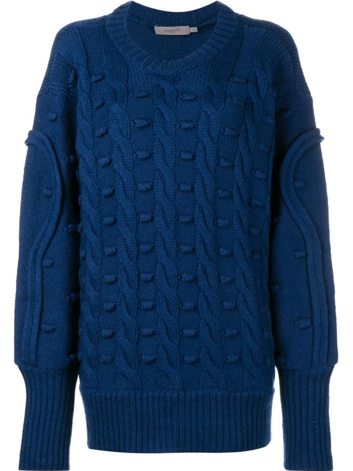 Preen By Thornton Bregazzi Oversized Cable Knit Jumper, Women's, Size: Xs, Blue, Wool