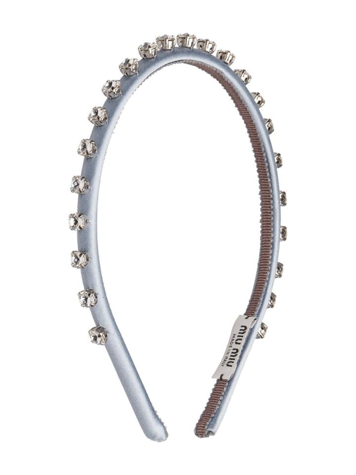 Miu Miu Crystal-embellished Satin Headband - Metallic