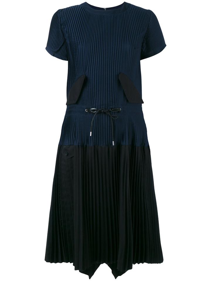 Sacai - Plissé Pleat Dress - Women - Cotton/polyester/cupro - 3, Women's, Blue, Cotton/polyester/cupro
