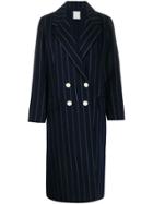 Sandro Paris Striped Double-breasted Coat - Blue