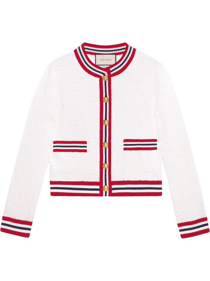 Gucci Gg Wool Silk Cardigan - White