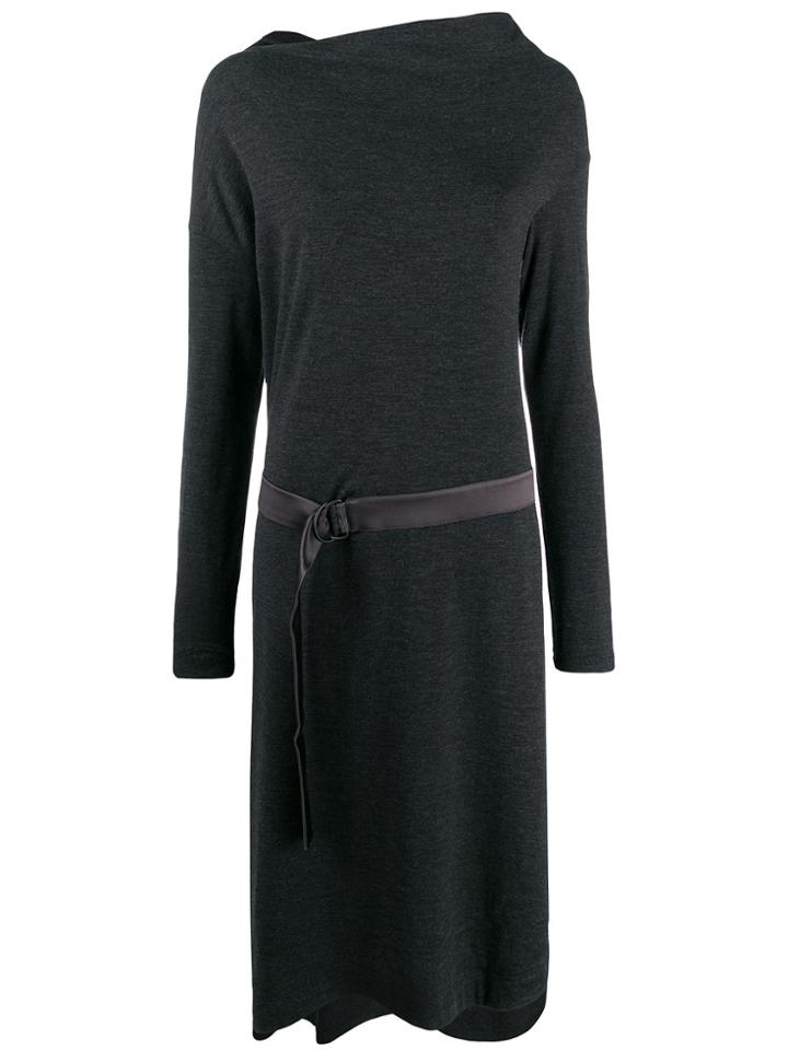 Brunello Cucinelli Belted Sweater Dress - Grey