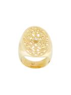 Wouters & Hendrix Gold Filigree Diamond Signet Ring - Metallic