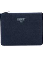 Givenchy 'paris' Denim Clutch, Men's, Blue, Cotton