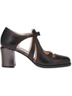 Fendi Double T-bar Strap Court Shoes - Black