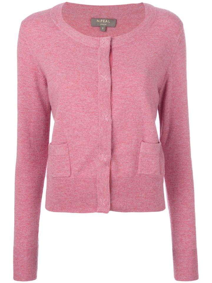 N.peal Cropped Knit Cardigan - Pink & Purple