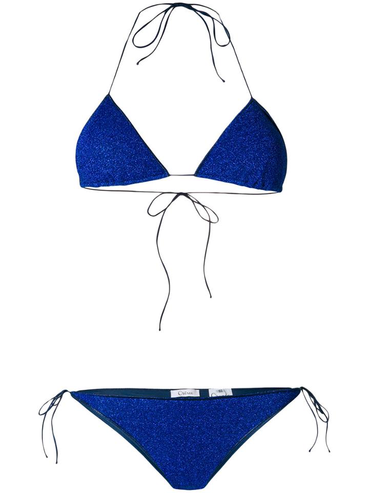 Oseree Metallic Thread Bikini - Blue