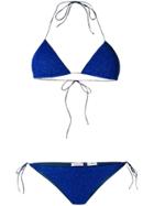 Oseree Metallic Thread Bikini - Blue