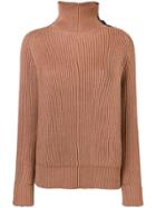 Bottega Veneta Ribbed Turtle Neck Jumper - Nude & Neutrals