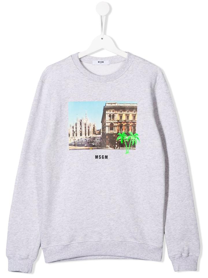 Msgm Kids Contrast Print Sweatshirt - Grey