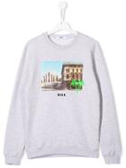 Msgm Kids Contrast Print Sweatshirt - Grey